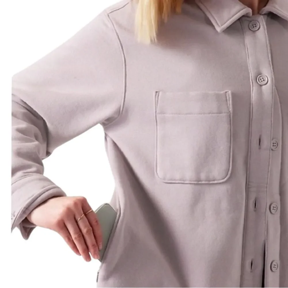 Athleta Plus Size Retroplush Shirt Jacket Tinsel Purple 3X NWOT - Picture 3 of 9